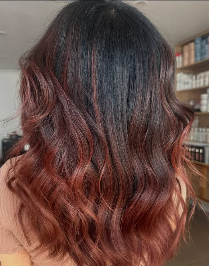 Copper balayage hair colour by Kate Bonnie Hair South Hedland